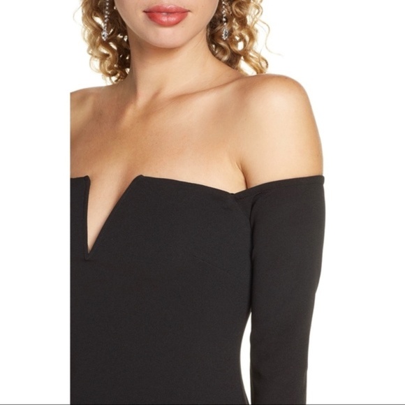 [Lulus] Black Off The-Shoulder Bodycon Dress - Picture 9 of 9